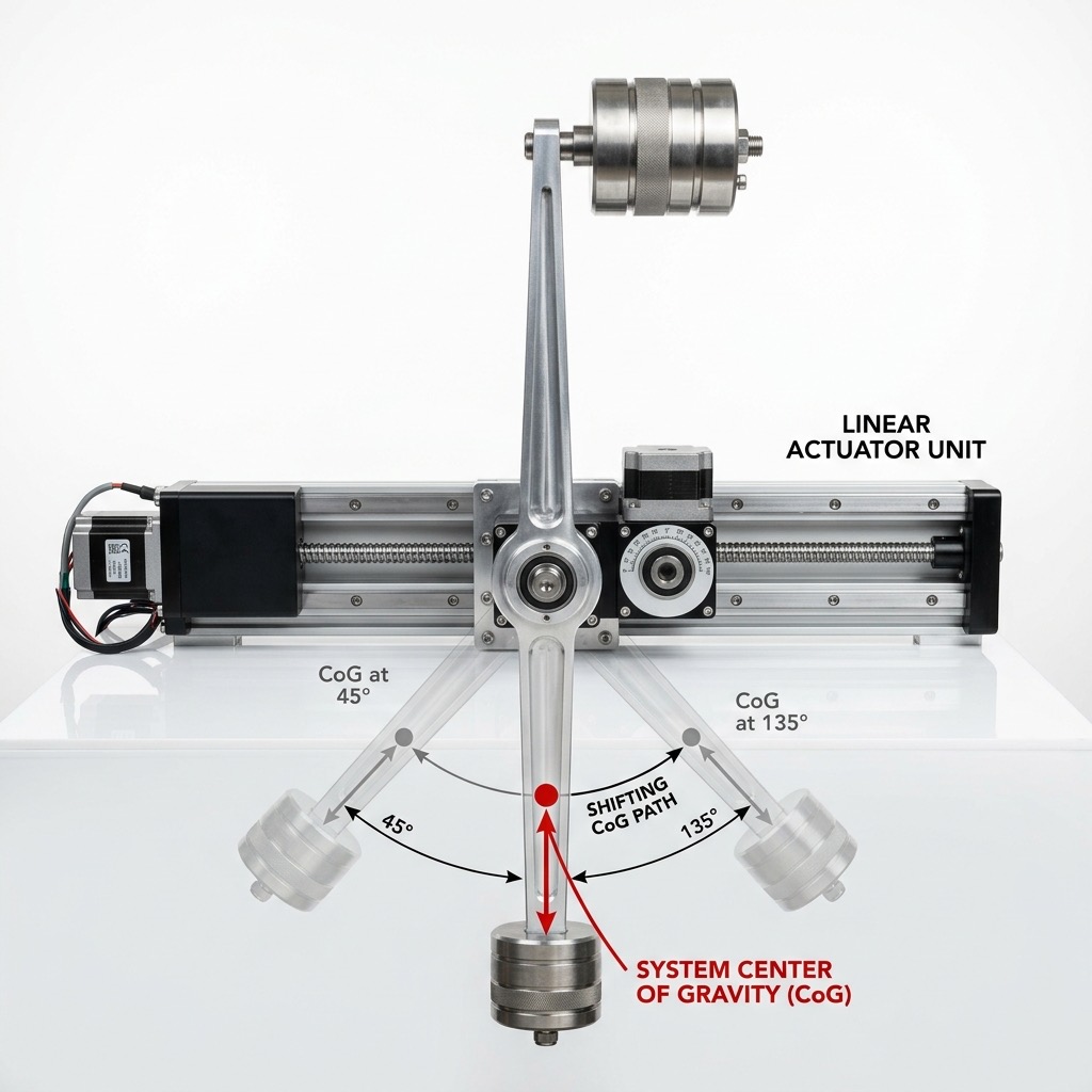 Center of gravity shifting as an actuator extends