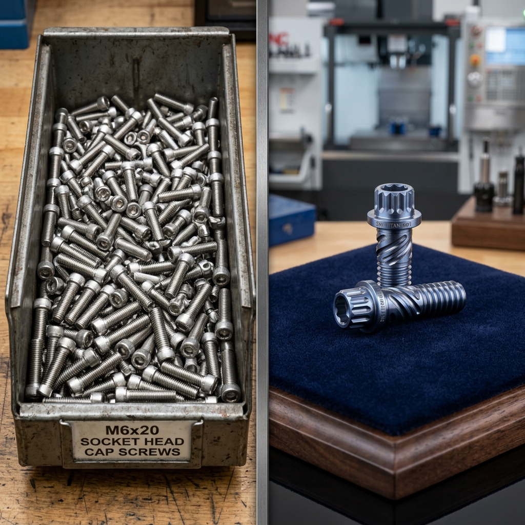 Comparison of standard purchased screws vs custom machined screw