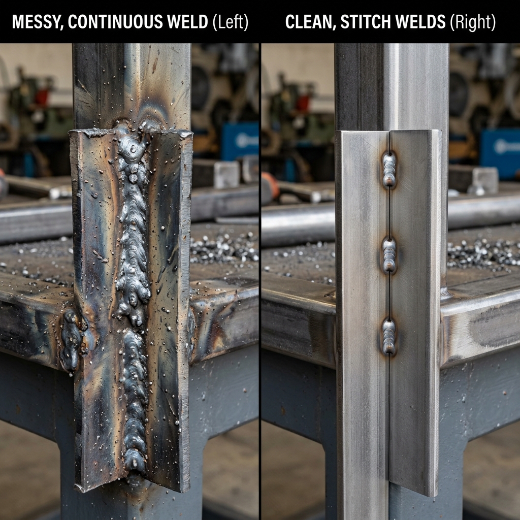 Comparison between heavy full weld and efficient stitch weld
