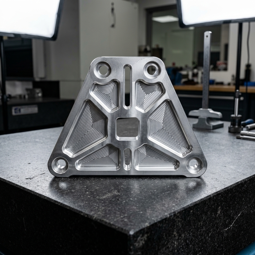 A perfectly symmetrical CNC machined aluminum bracket