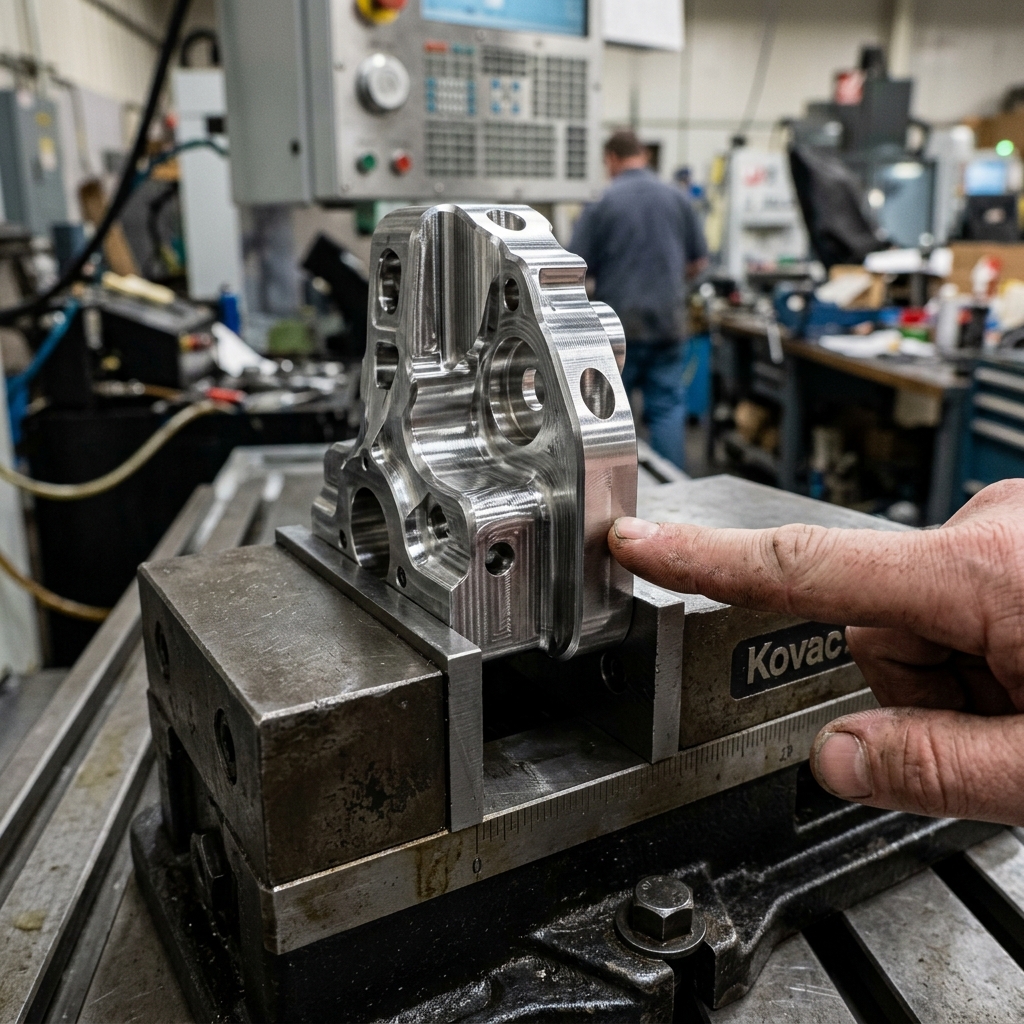CNC part with vise flats for easier workholding