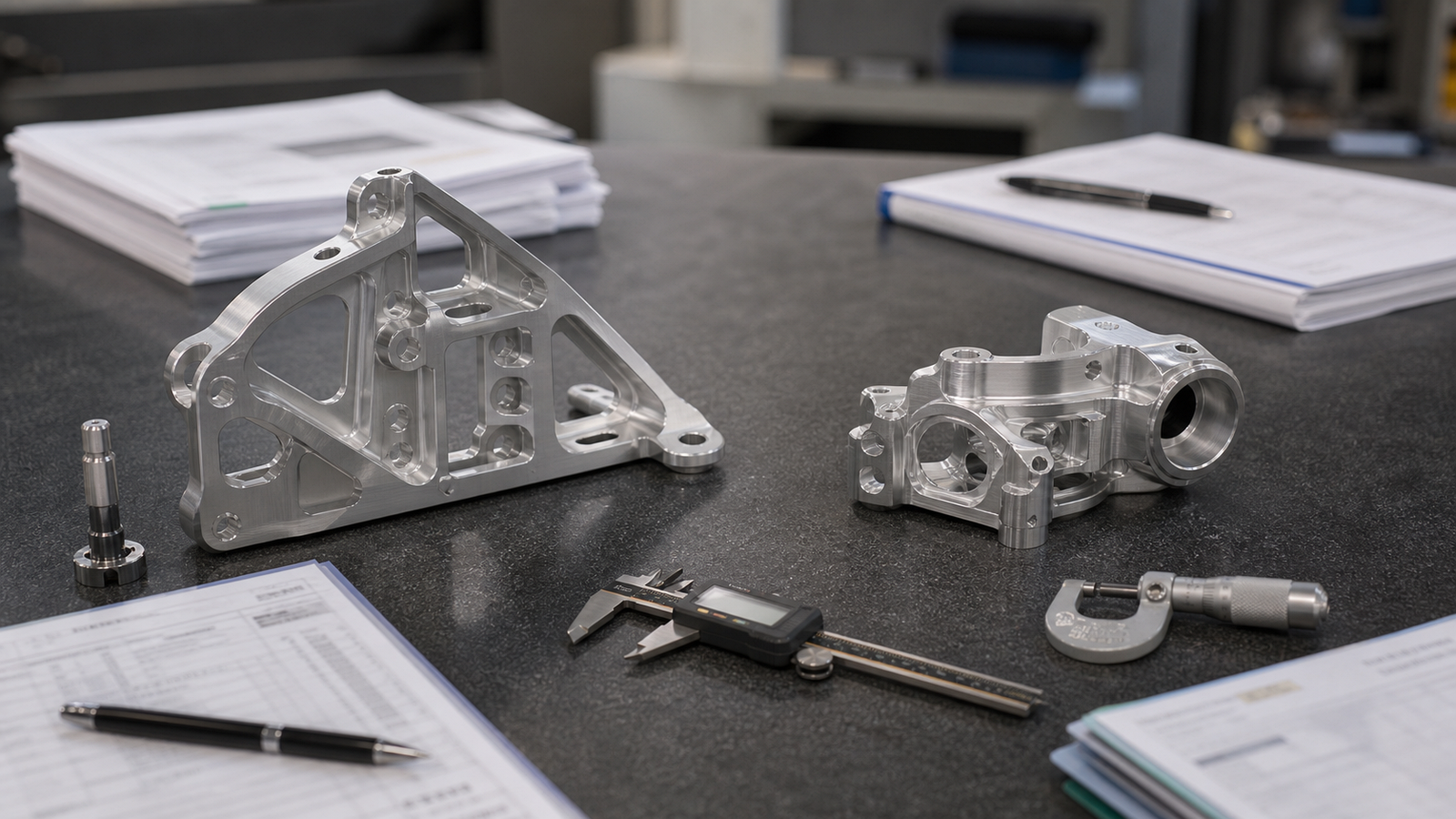 Aerospace and medical precision CNC components compared with inspection tools
