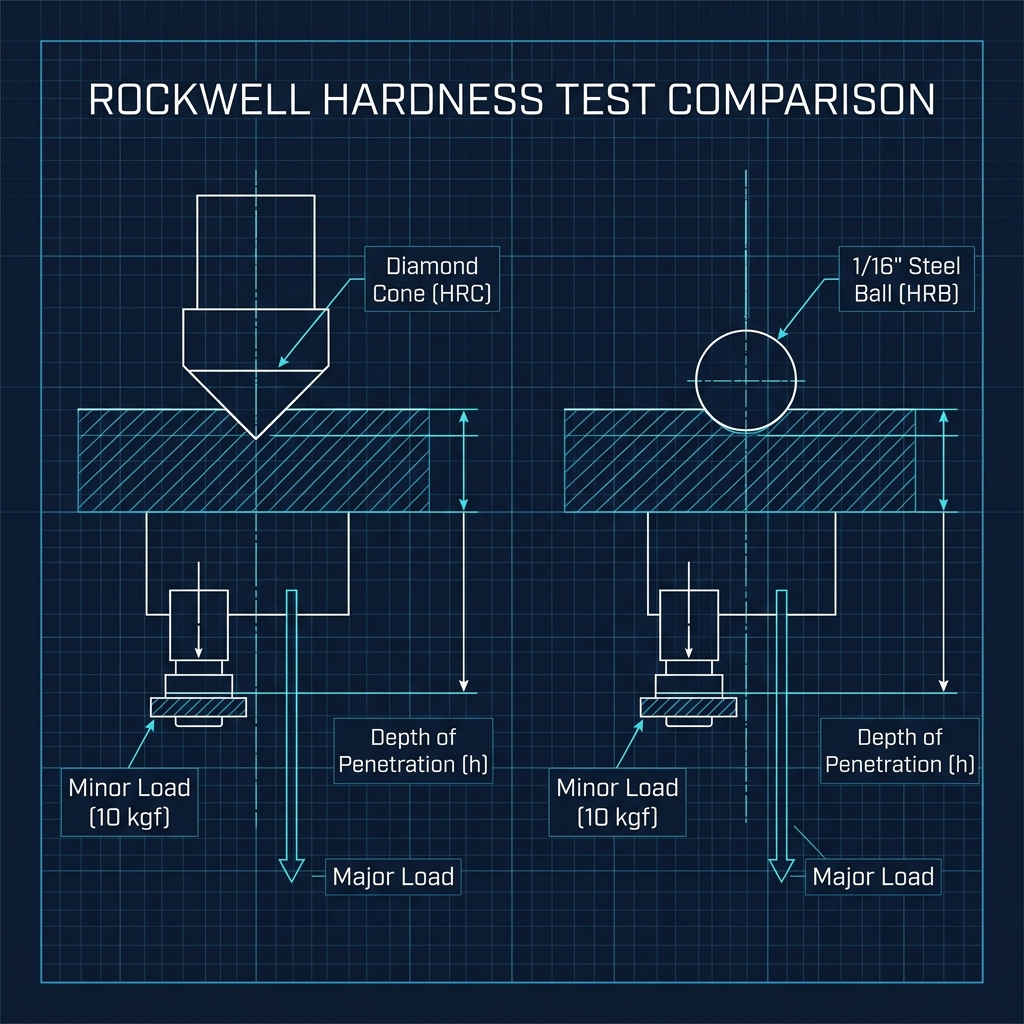 CNC Materials Hardness Guide: Rockwell Hardness Testing blueprint schematic