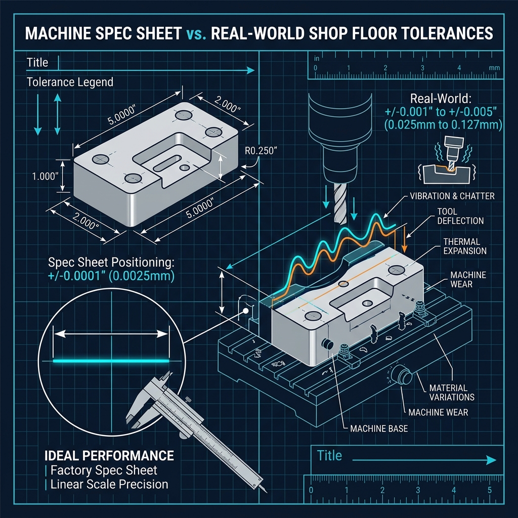 Realistic CNC Tolerances: Spec Sheet vs. Shop Floor technical illustration