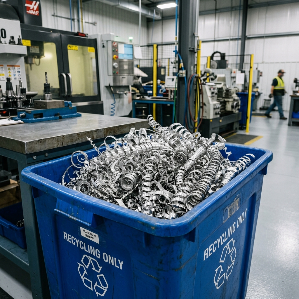 Sustainable CNC Machining: Reducing Waste, Energy and Environmental Impact: Chip Recycling technical illustration