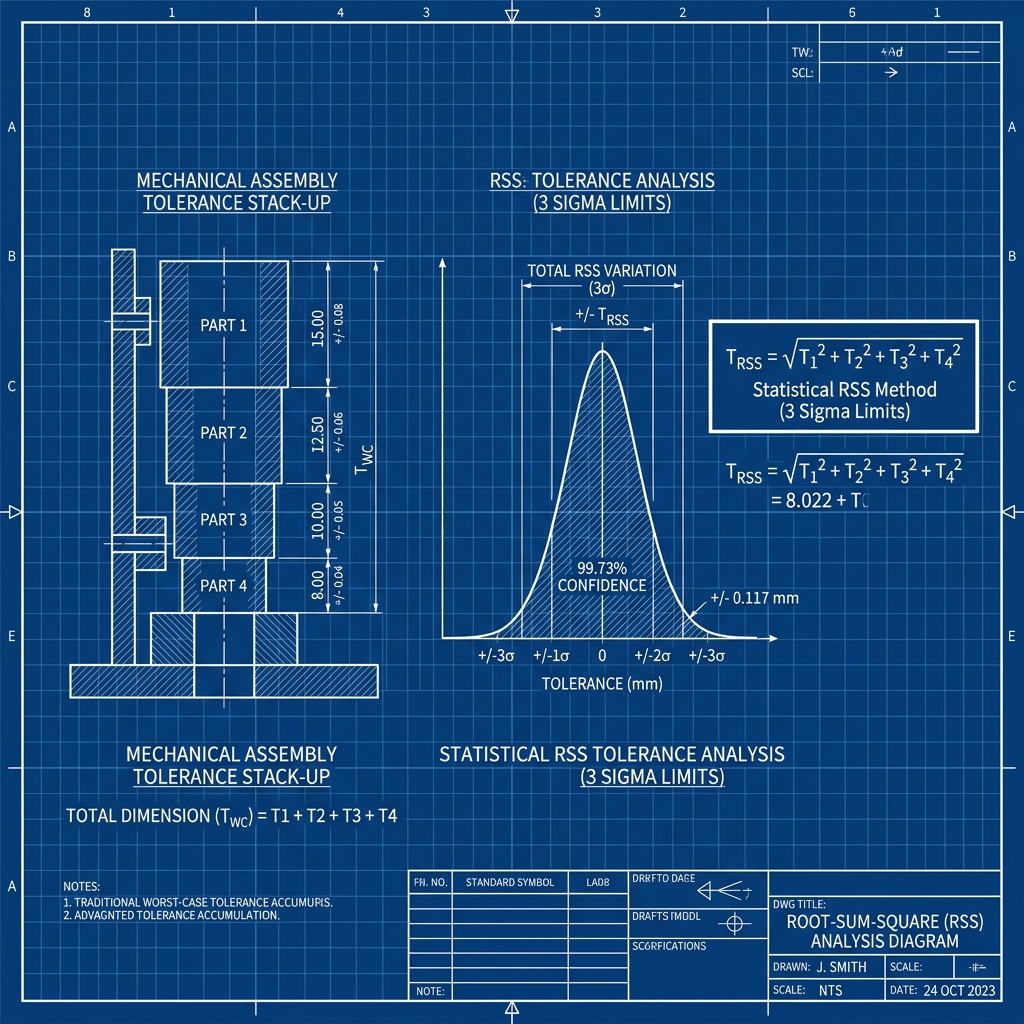Tolerance Stack-Up Explained: Root-Sum-Square (RSS) Method statistical analysis blueprint