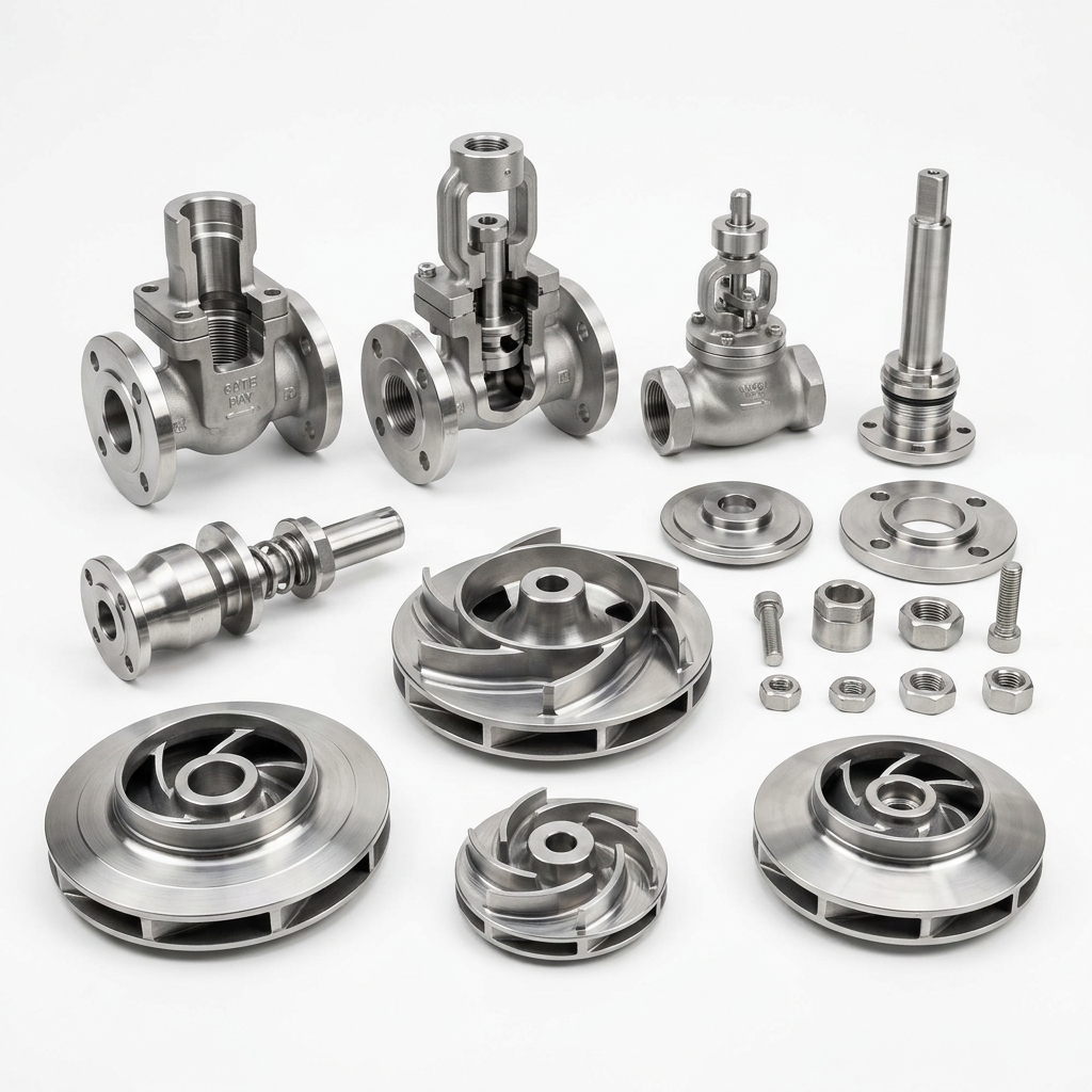 Precision CNC machined pump impellers and stainless steel valve bodies in Oakland