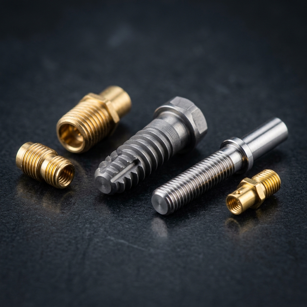 Swiss CNC turned micro components, medical screws, and brass contact pins